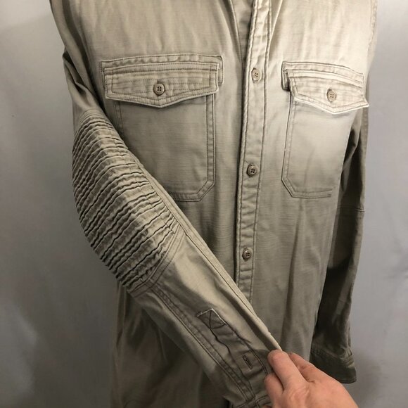 Mens Tan Denim Longsleeve Shirt with Ribbed Elbow. Size Medium. H&M - Picture 2 of 5